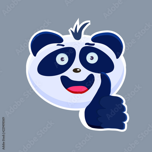 Vector  cute funny emoji characters. Little  Chinese Pangas. Stickers. Flat style.