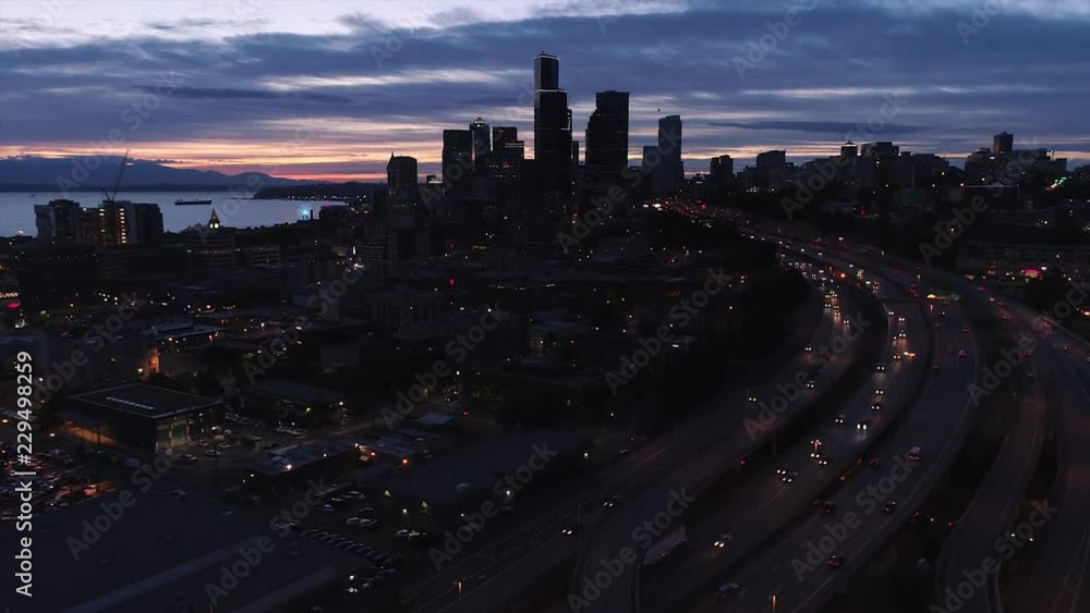 Night Cityscape Aerial Hyperlapse Dolly Zoom Night Cityscape Aerial Hyperlapse Dolly Zoom