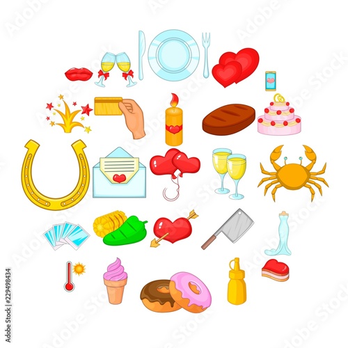 Guest for dinner icons set. Cartoon set of 25 guest for dinner vector icons for web isolated on white background
