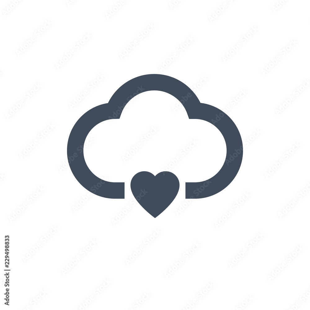 heart cloud icon, ve ctor illustration isolated on clean background. heart cloud icon, ve ctor illustration isolated on clean background.