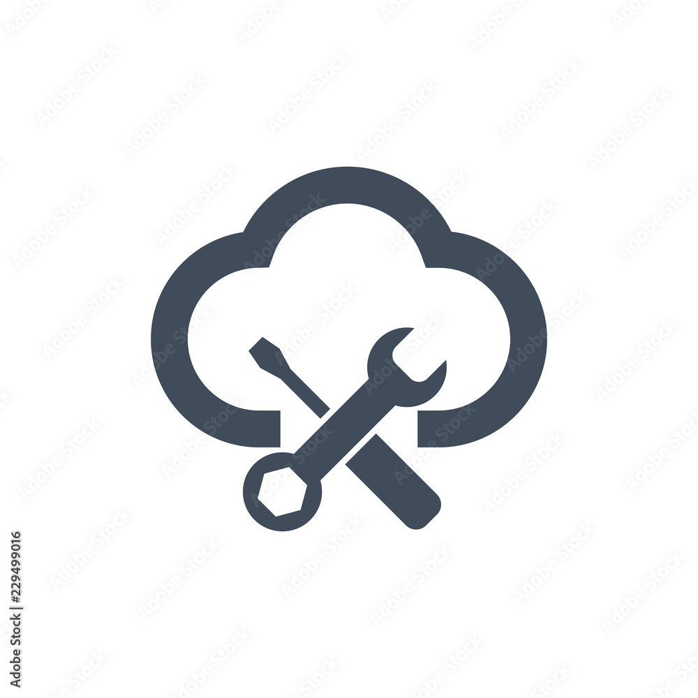 Cloud Wrench Tools icon repare maintance service pictograph. Vector illustration isolated on white background. Cloud Wrench Tools icon repare maintance service pictograph. Vector illustration isolated on white background.