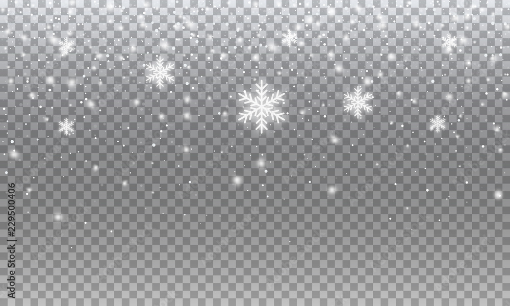 Snow. Vector transparent realistic snow background design