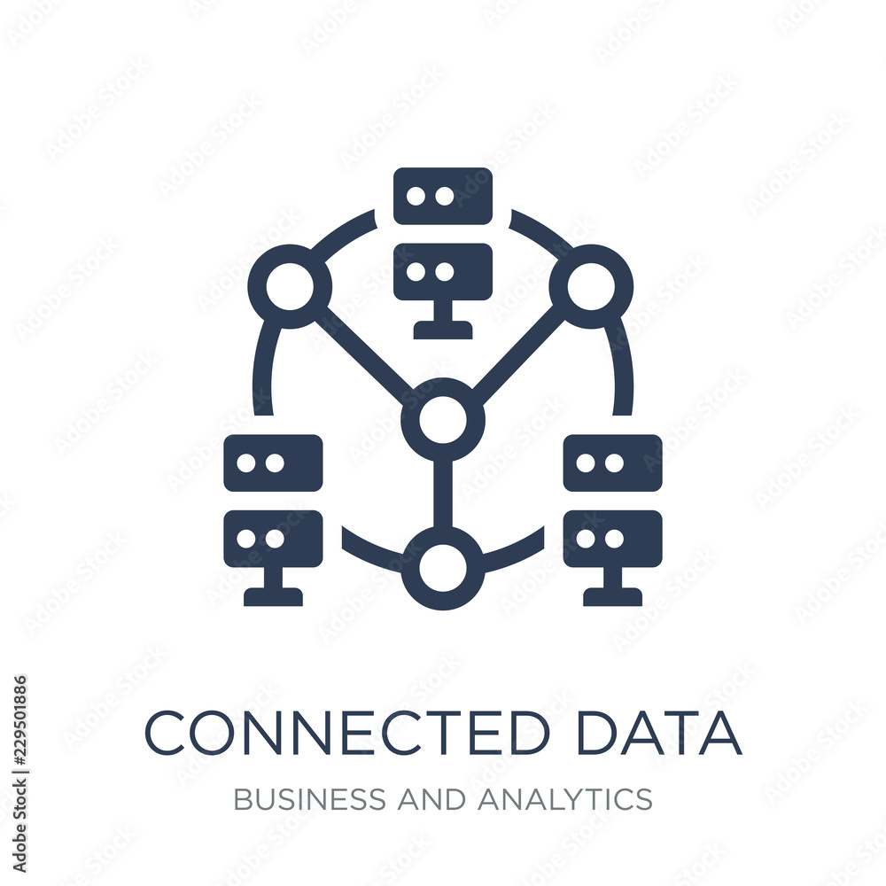 Connected data icon. Trendy flat vector Connected data icon on white background from Business and analytics collection Connected data icon. Trendy flat vector Connected data icon on white background from Business and analytics collection