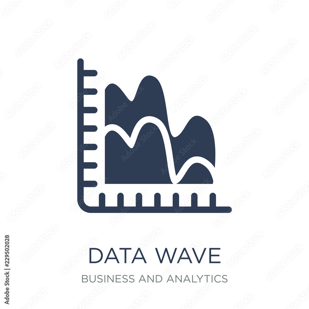 Data wave icon. Trendy flat vector Data wave icon on white background from Business and analytics collection Data wave icon. Trendy flat vector Data wave icon on white background from Business and analytics collection