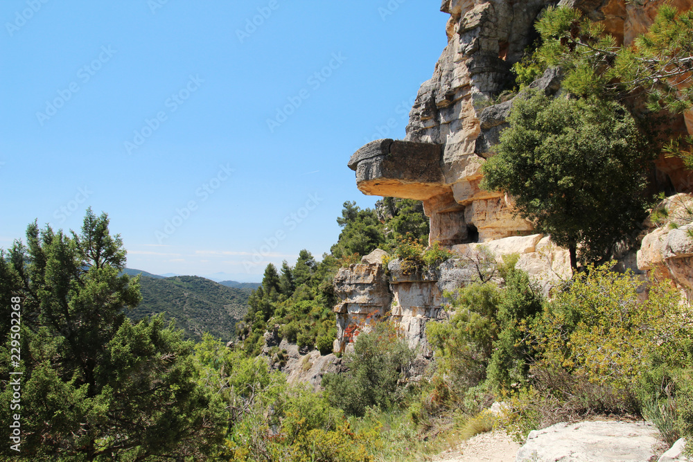 A hiking path in a terrain of Siurana, Spain