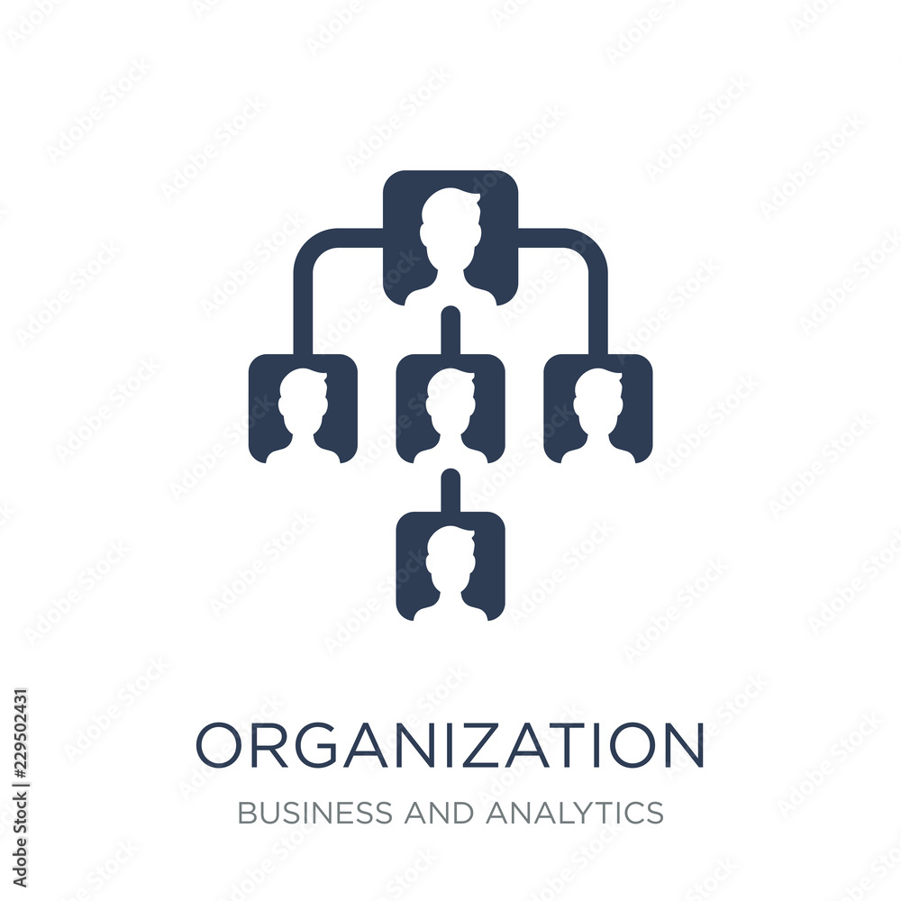 Organization icon. Trendy flat vector Organization icon on white background from Business and analytics collection Organization icon. Trendy flat vector Organization icon on white background from Business and analytics collection