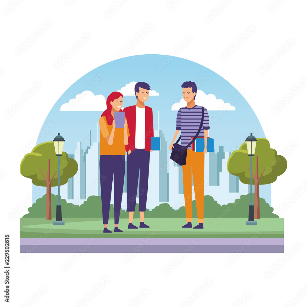 Young friends cartoons