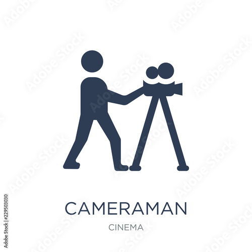 cameraman icon. Trendy flat vector cameraman icon on white background from Cinema collection