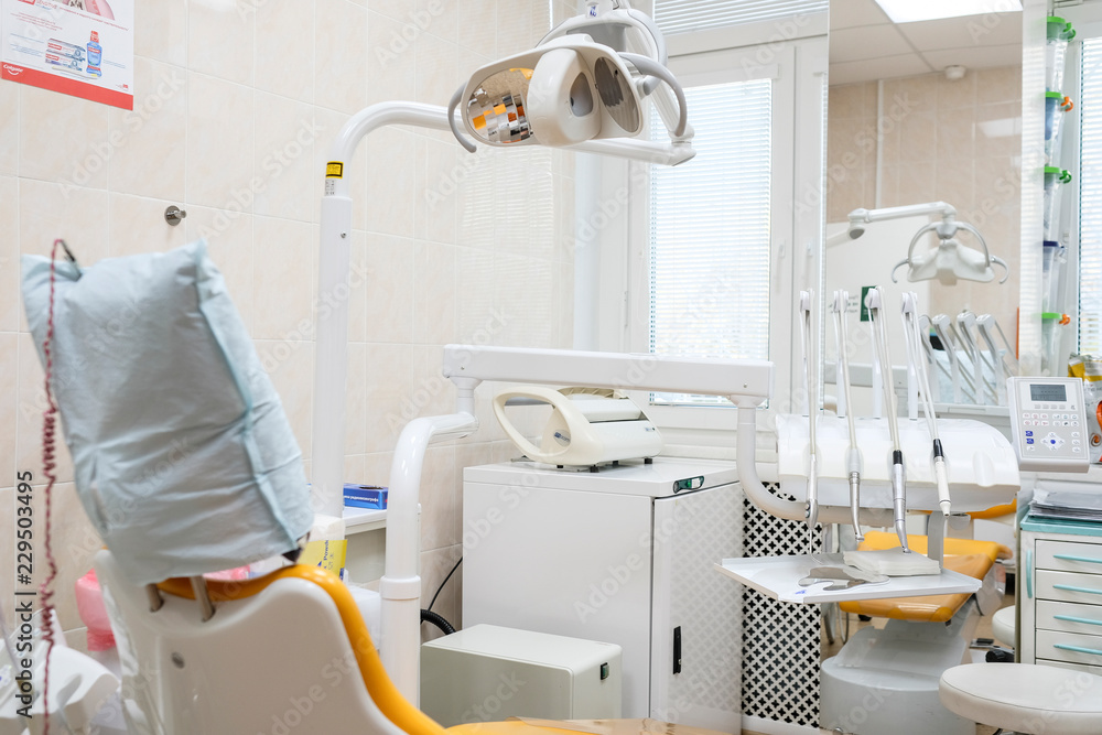 Moscow, Russia - October, 22, 2018: Interior of a stomatologic clinic Moscow, Russia - October, 22, 2018: Interior of a stomatologic clinic