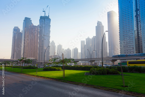 Dubai city downrown in daylight, United Arab Emirates