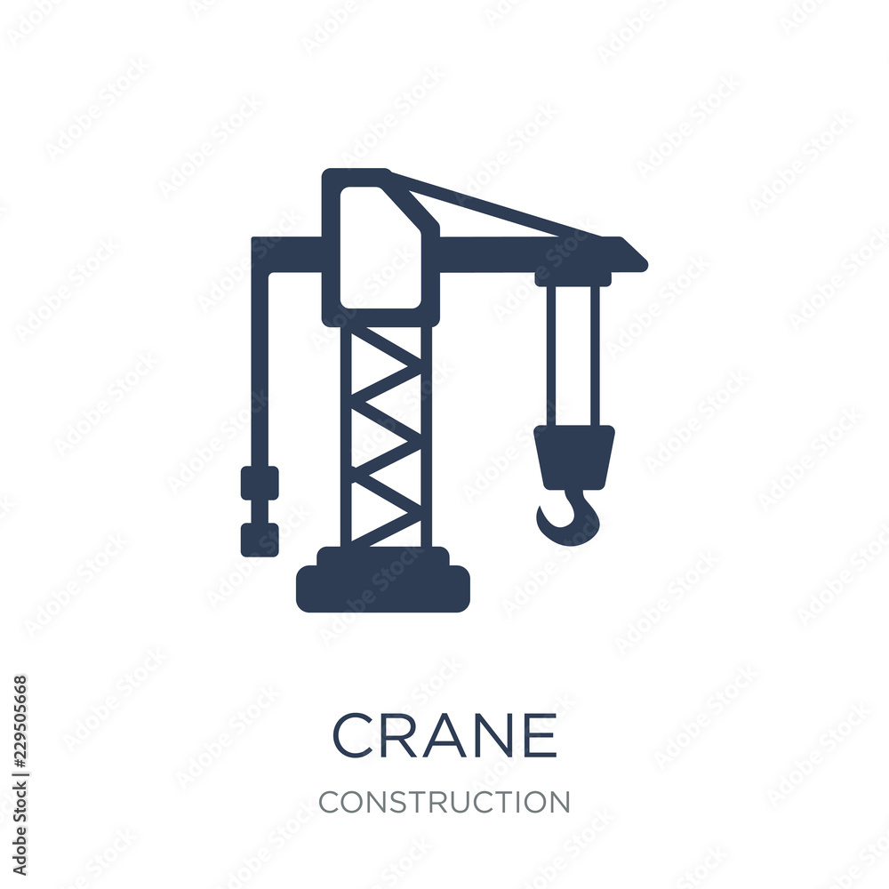 Crane icon. Trendy flat vector Crane icon on white background from Construction collection Crane icon. Trendy flat vector Crane icon on white background from Construction collection