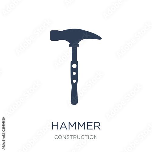 Hammer icon. Trendy flat vector Hammer icon on white background from Construction collection