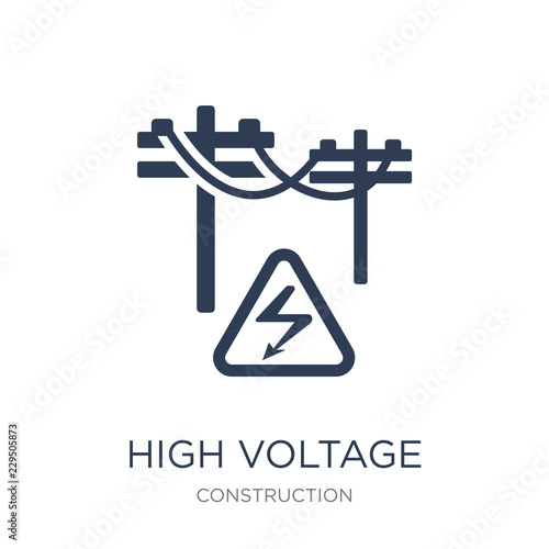 High voltage icon. Trendy flat vector High voltage icon on white background from Construction collection