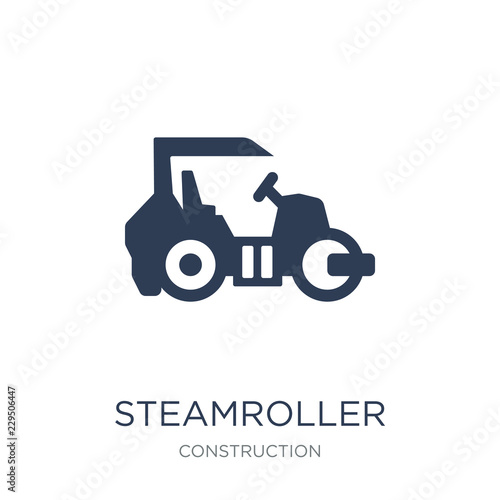 Steamroller icon. Trendy flat vector Steamroller icon on white background from Construction collection