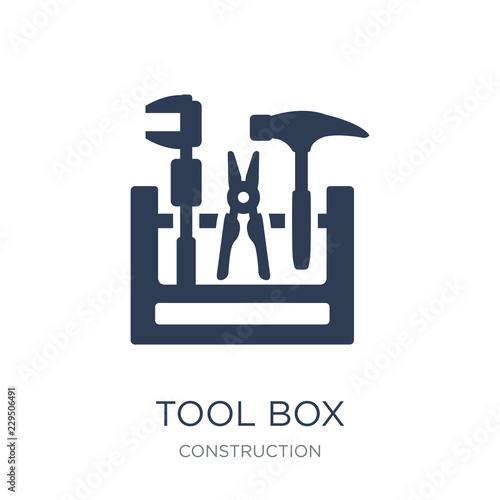 Tool box icon. Trendy flat vector Tool box icon on white background from Construction collection