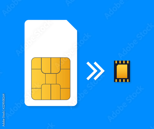 SIM Card and eSIM Embedded SIM card icon symbol concept. SIM card evolution concept. Vector illustration. photo