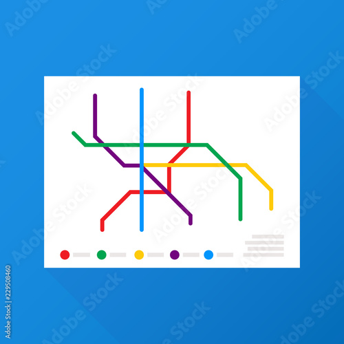 Metro Map Vector. Fictitious City Public Transport Scheme. Vector illustration.