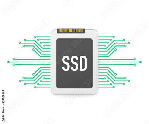 Solid State Drive, ssd polygon, computer device, hard disk. Vector illustration.