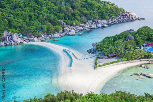 Aerial view of viewpoint  Koh Nang Yuan island, Koh Nangyuan, Surat Thani, Thailand.