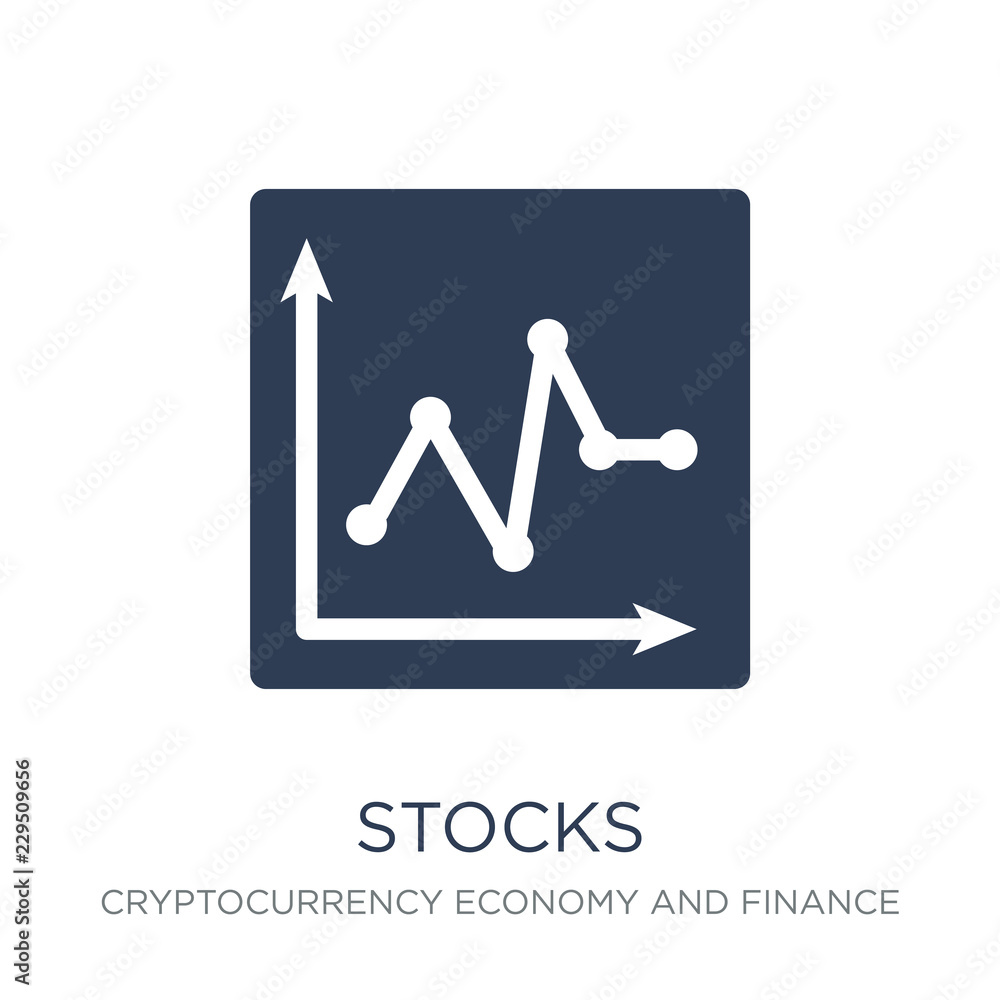 Stocks icon. Trendy flat vector Stocks icon on white background from Cryptocurrency economy and finance collection Stocks icon. Trendy flat vector Stocks icon on white background from Cryptocurrency economy and finance collection