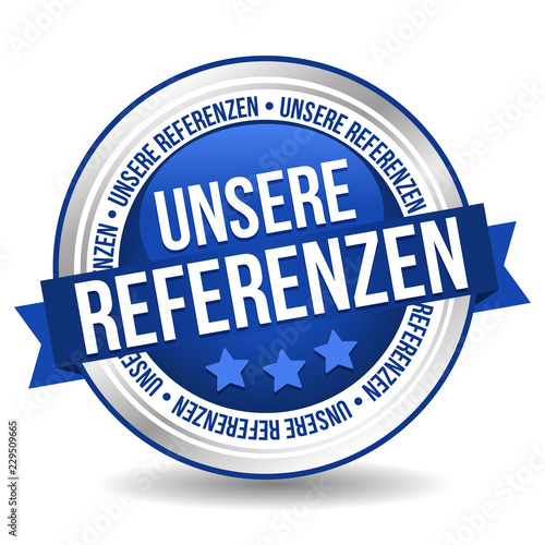 Siegel Button Banner - Unsere Referenzen - in blau und silber