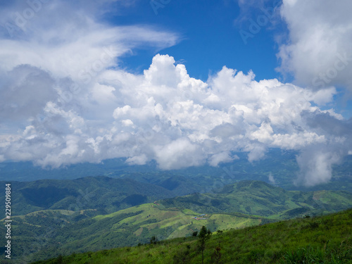 Scenic view landscape of mountains in chiangrai province border of Thailand and Myanmar.