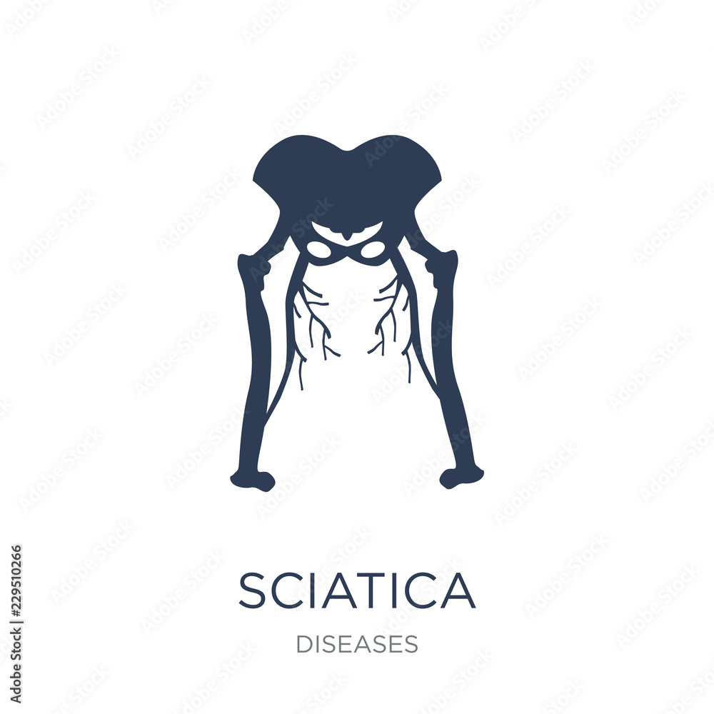 Sciatica icon. Trendy flat vector Sciatica icon on white background from Diseases collection
