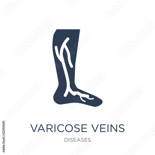 Varicose veins icon. Trendy flat vector Varicose veins icon on white background from Diseases collection