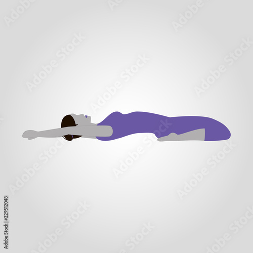 Woman shows yoga pose isolated flat vector silhouette 