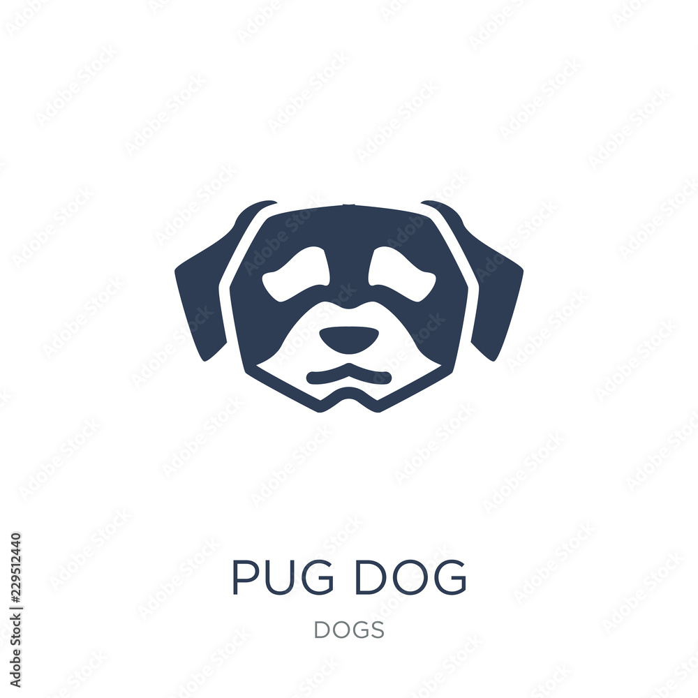 Pug dog icon. Trendy flat vector Pug dog icon on white background from dogs collection Pug dog icon. Trendy flat vector Pug dog icon on white background from dogs collection