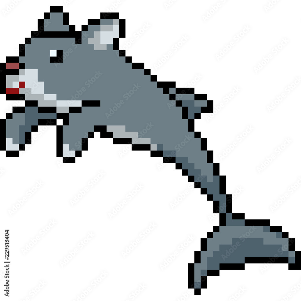 vector pixel art cat dolphin