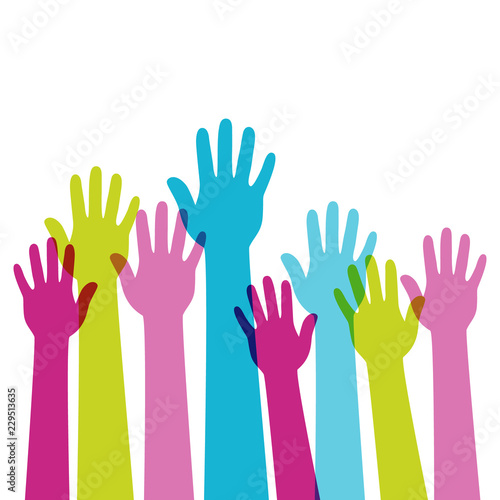 Colorful up hands. Vector illustration