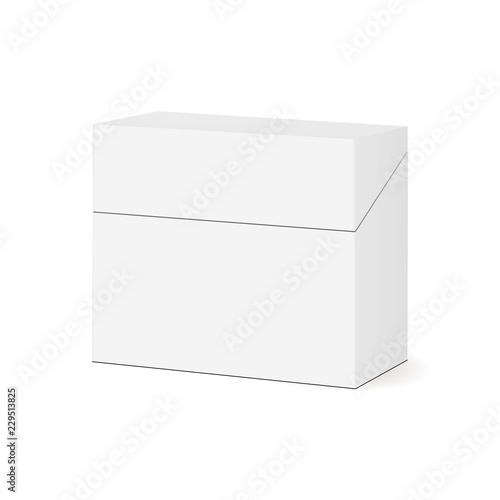 Tea box mockup isolated on white background - half side view. Vector illustration
