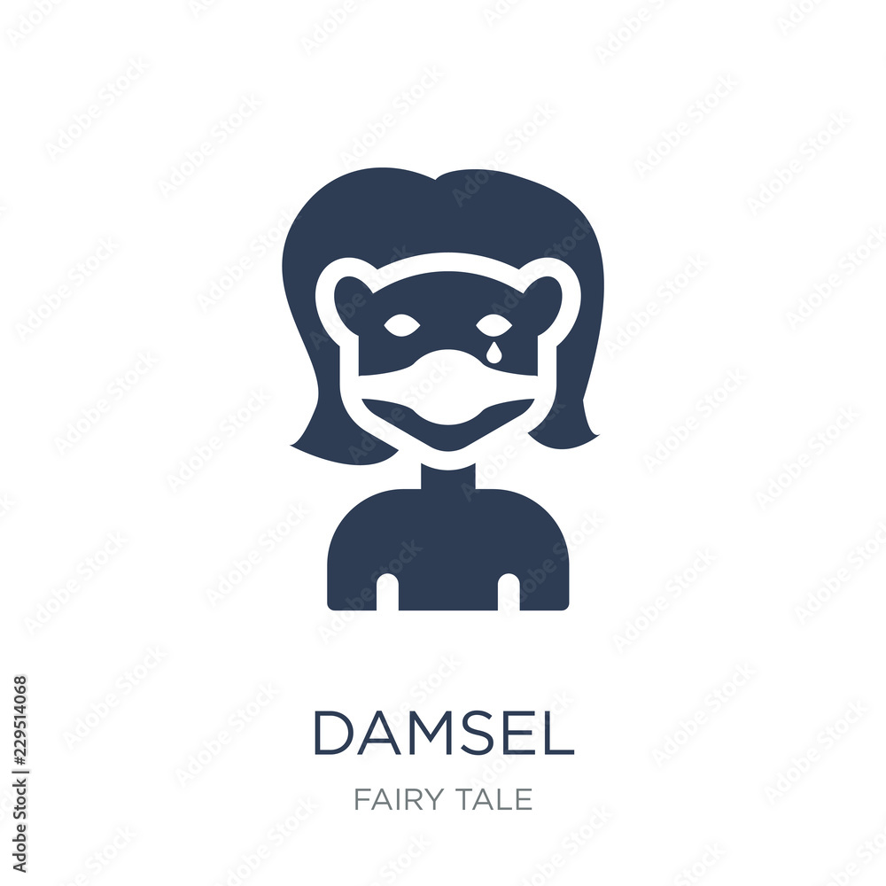 damsel icon. Trendy flat vector damsel icon on white background from Fairy Tale collection damsel icon. Trendy flat vector damsel icon on white background from Fairy Tale collection