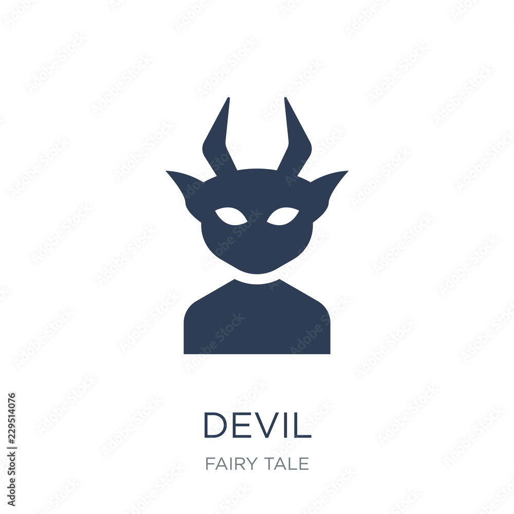 Devil icon. Trendy flat vector Devil icon on white background from Fairy Tale collection Devil icon. Trendy flat vector Devil icon on white background from Fairy Tale collection