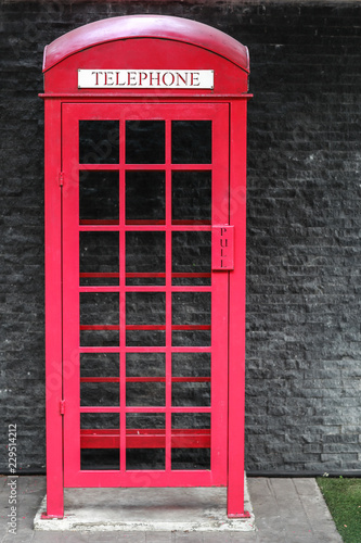 red public telephone booth