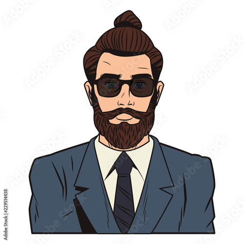 Hipster man pop art cartoon