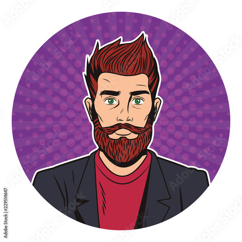 Hipster man pop art cartoon