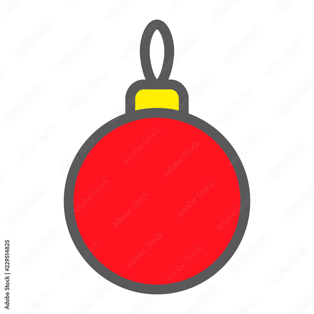 Obraz premium Christmas tree ball filled outline icon, xmas and decoration, bauble sign, vector graphics, a colorful linear pattern on a white background, eps 10.