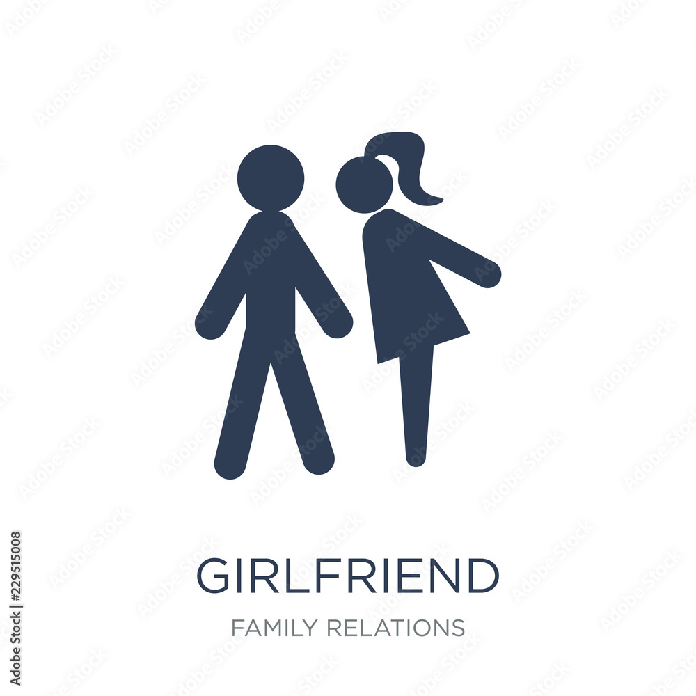 girlfriend icon. Trendy flat vector girlfriend icon on white background from family relations collection girlfriend icon. Trendy flat vector girlfriend icon on white background from family relations collection
