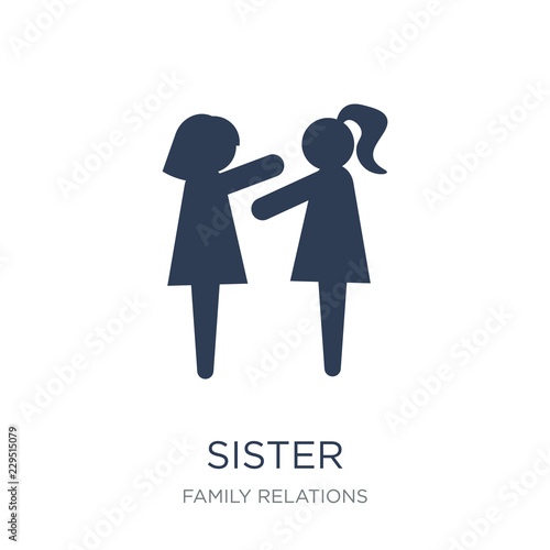 sister icon. Trendy flat vector sister icon on white background from family relations collection