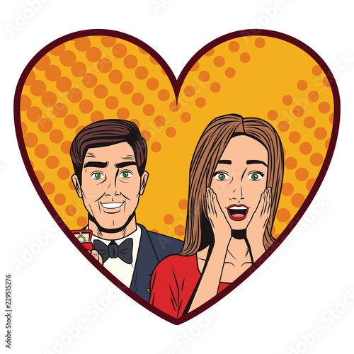 Pop art couple cartoon