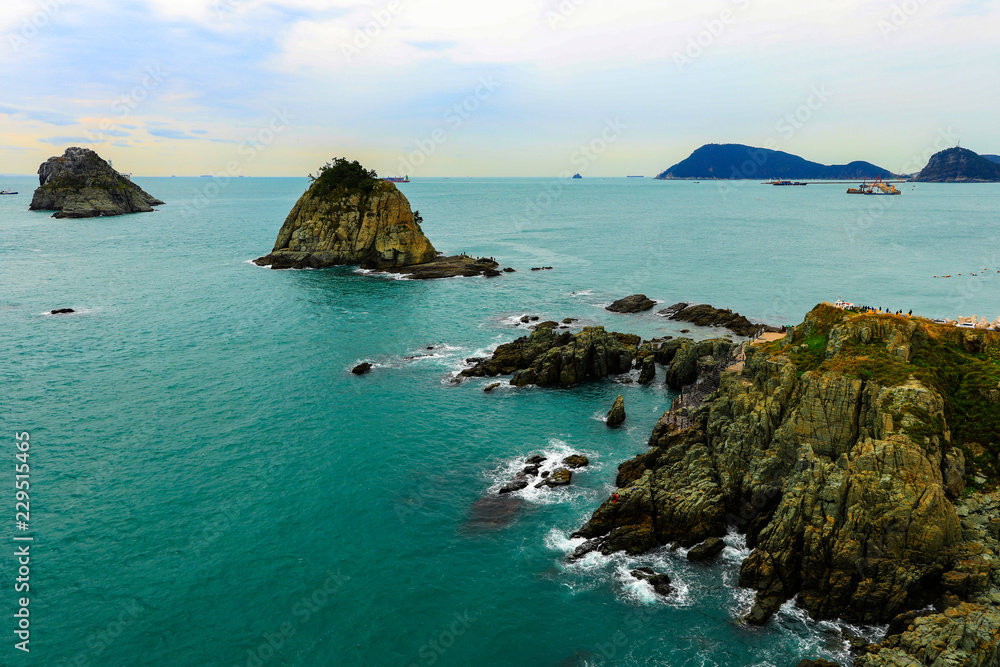Oryukdo islands in Busan, South Korea.