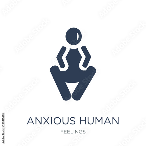 anxious human icon. Trendy flat vector anxious human icon on white background from Feelings collection