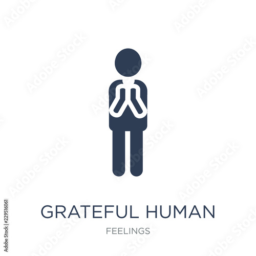 grateful human icon. Trendy flat vector grateful human icon on white background from Feelings collection