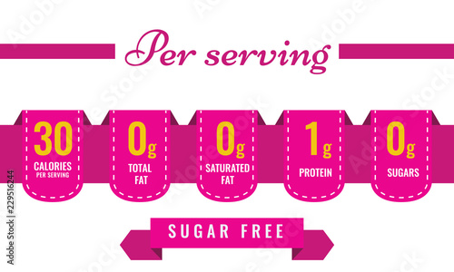 Nutrition Facts information label template for daily food diet. Pink color. Vector illustration.