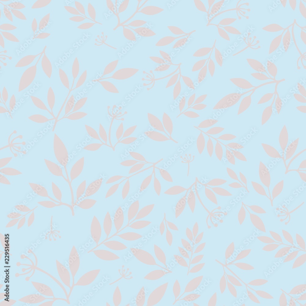 Vector seamless pattern with  leaves and branches for fabric, textile, wrapping paper, card, invitation, wallpaper, web design, background. 