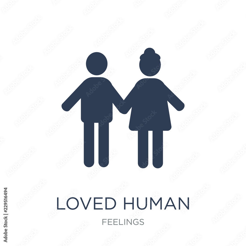 loved human icon. Trendy flat vector loved human icon on white background from Feelings collection loved human icon. Trendy flat vector loved human icon on white background from Feelings collection