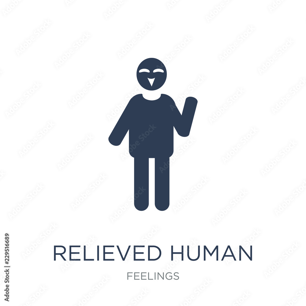 relieved human icon. Trendy flat vector relieved human icon on white background from Feelings collection relieved human icon. Trendy flat vector relieved human icon on white background from Feelings collection