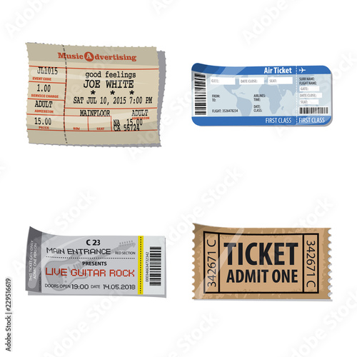 Isolated object of ticket and admission symbol. Collection of ticket and event vector icon for stock.